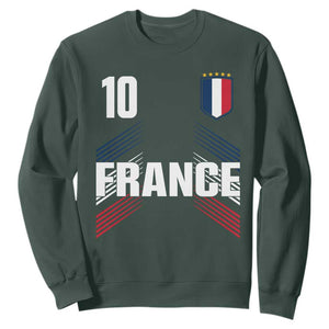 France Soccer Sports Graphic Number 10 Jersey Style Sweatshirt Proud French Football Fans Game Day Pride TS02 Dark Forest Green Print Your Wear