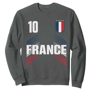 France Soccer Sports Graphic Number 10 Jersey Style Sweatshirt Proud French Football Fans Game Day Pride TS02 Dark Heather Print Your Wear