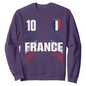 France Soccer Sports Graphic Number 10 Jersey Style Sweatshirt Proud French Football Fans Game Day Pride TS02 Purple Print Your Wear