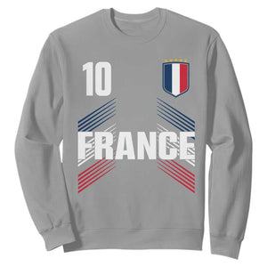 France Soccer Sports Graphic Number 10 Jersey Style Sweatshirt Proud French Football Fans Game Day Pride TS02 Sport Gray Print Your Wear