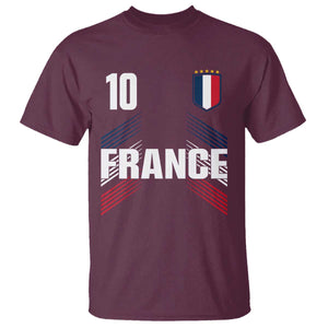 France Soccer Sports Graphic Number 10 Jersey Style T Shirt Proud French Football Fans Game Day Pride TS02 Maroon Print Your Wear