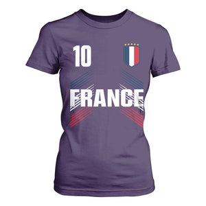 France Soccer Sports Graphic Number 10 Jersey Style T Shirt For Women Proud French Football Fans Game Day Pride TS02 Purple Print Your Wear