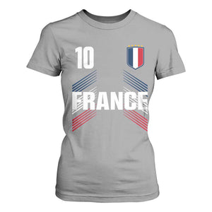 France Soccer Sports Graphic Number 10 Jersey Style T Shirt For Women Proud French Football Fans Game Day Pride TS02 Sport Gray Print Your Wear