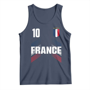 France Soccer Sports Graphic Number 10 Jersey Style Tank Top Proud French Football Fans Game Day Pride TS02 Navy Print Your Wear