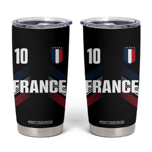France Soccer Sports Graphic Number 10 Jersey Style Tumbler Cup Proud French Football Fans Game Day Pride TS02 Black Print Your Wear