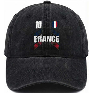 France Soccer Sports Graphic Number 10 Jersey Style Washed Cotton Baseball Cap Proud French Football Fans Game Day Pride TS02 Print Your Wear