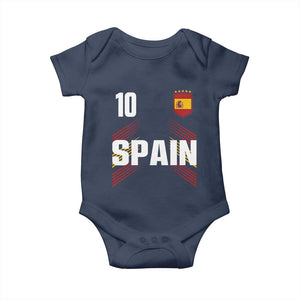 Spain Soccer Sports Graphic Number 10 Jersey Style Baby Onesie Proud Spanish Football Fans Game Day Pride TS02 Navy Print Your Wear