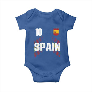 Spain Soccer Sports Graphic Number 10 Jersey Style Baby Onesie Proud Spanish Football Fans Game Day Pride TS02 Royal Blue Print Your Wear