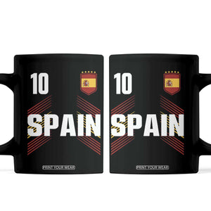Spain Soccer Sports Graphic Number 10 Jersey Style Coffee Mug Proud Spanish Football Fans Game Day Pride TS02 Black Print Your Wear