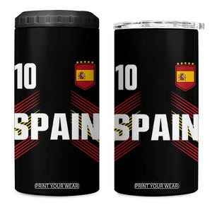 Spain Soccer Sports Graphic Number 10 Jersey Style 4 in 1 Can Cooler Tumbler Proud Spanish Football Fans Game Day Pride TS02 One Size: 16 oz Black Print Your Wear