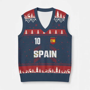Spain Soccer Sports Graphic Number 10 Jersey Style V-Neck Knit Sweater Vest Proud Spanish Football Fans Game Day Pride TS02 Navy Red Print Your Wear