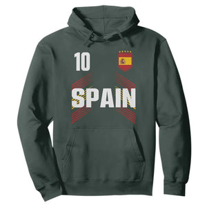 Spain Soccer Sports Graphic Number 10 Jersey Style Hoodie Proud Spanish Football Fans Game Day Pride TS02 Dark Forest Green Print Your Wear
