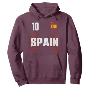 Spain Soccer Sports Graphic Number 10 Jersey Style Hoodie Proud Spanish Football Fans Game Day Pride TS02 Maroon Print Your Wear