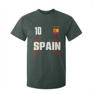 Spain Soccer Sports Graphic Number 10 Jersey Style T Shirt For Kid Proud Spanish Football Fans Game Day Pride TS02 Dark Forest Green Print Your Wear
