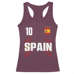 Spain Soccer Sports Graphic Number 10 Jersey Style Racerback Tank Top Proud Spanish Football Fans Game Day Pride TS02 Maroon Print Your Wear