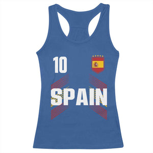 Spain Soccer Sports Graphic Number 10 Jersey Style Racerback Tank Top Proud Spanish Football Fans Game Day Pride TS02 Royal Blue Print Your Wear