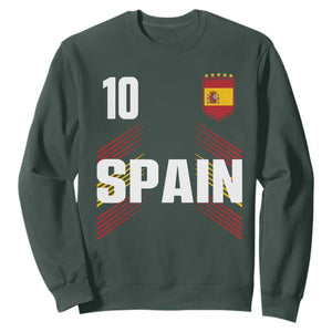 Spain Soccer Sports Graphic Number 10 Jersey Style Sweatshirt Proud Spanish Football Fans Game Day Pride TS02 Dark Forest Green Print Your Wear