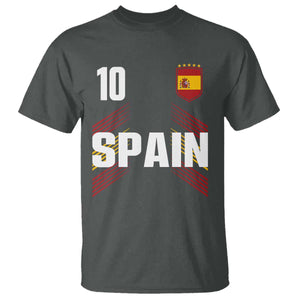 Spain Soccer Sports Graphic Number 10 Jersey Style T Shirt Proud Spanish Football Fans Game Day Pride TS02 Dark Heather Print Your Wear