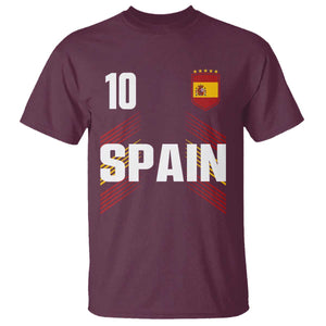 Spain Soccer Sports Graphic Number 10 Jersey Style T Shirt Proud Spanish Football Fans Game Day Pride TS02 Maroon Print Your Wear
