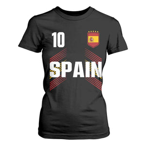 Spain Soccer Sports Graphic Number 10 Jersey Style T Shirt For Women Proud Spanish Football Fans Game Day Pride TS02 Black Print Your Wear