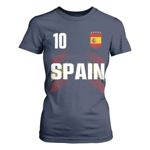 Spain Soccer Sports Graphic Number 10 Jersey Style T Shirt For Women Proud Spanish Football Fans Game Day Pride TS02 Navy Print Your Wear