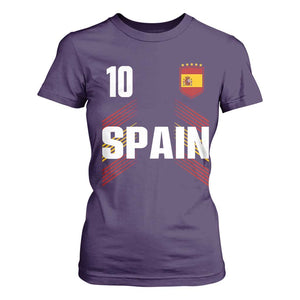 Spain Soccer Sports Graphic Number 10 Jersey Style T Shirt For Women Proud Spanish Football Fans Game Day Pride TS02 Purple Print Your Wear