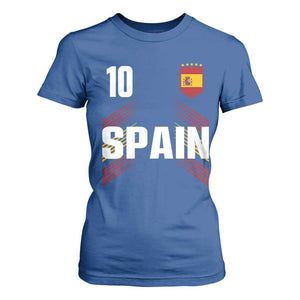 Spain Soccer Sports Graphic Number 10 Jersey Style T Shirt For Women Proud Spanish Football Fans Game Day Pride TS02 Royal Blue Print Your Wear