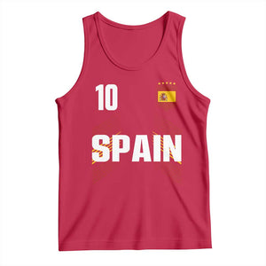 Spain Soccer Sports Graphic Number 10 Jersey Style Tank Top Proud Spanish Football Fans Game Day Pride TS02 Red Print Your Wear