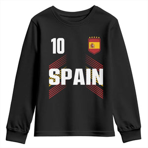 Spain Soccer Sports Graphic Number 10 Jersey Style Youth Sweatshirt Proud Spanish Football Fans Game Day Pride TS02 Black Print Your Wear