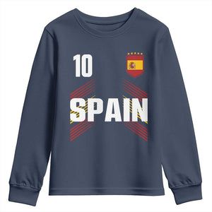Spain Soccer Sports Graphic Number 10 Jersey Style Youth Sweatshirt Proud Spanish Football Fans Game Day Pride TS02 Navy Print Your Wear
