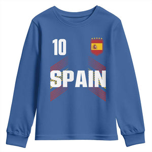 Spain Soccer Sports Graphic Number 10 Jersey Style Youth Sweatshirt Proud Spanish Football Fans Game Day Pride TS02 Royal Blue Print Your Wear