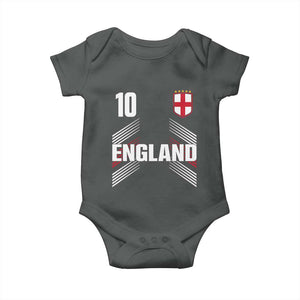 England Soccer Sports Graphic Number 10 Jersey Style Baby Onesie Proud St George Cross Football Fans Game Day Pride TS02 Dark Heather Print Your Wear