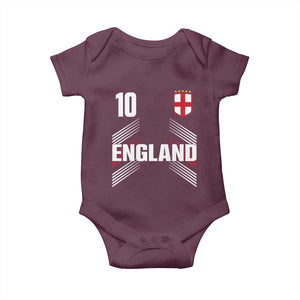 England Soccer Sports Graphic Number 10 Jersey Style Baby Onesie Proud St George Cross Football Fans Game Day Pride TS02 Maroon Print Your Wear