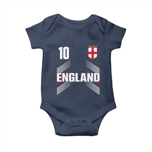 England Soccer Sports Graphic Number 10 Jersey Style Baby Onesie Proud St George Cross Football Fans Game Day Pride TS02 Navy Print Your Wear