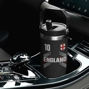 England Soccer Sports Graphic Number 10 Jersey Style Flip Straw Tumbler Proud St George Cross Football Fans Game Day Pride TS02 Print Your Wear