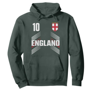 England Soccer Sports Graphic Number 10 Jersey Style Hoodie Proud St George Cross Football Fans Game Day Pride TS02 Dark Forest Green Print Your Wear