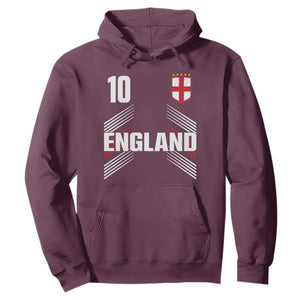 England Soccer Sports Graphic Number 10 Jersey Style Hoodie Proud St George Cross Football Fans Game Day Pride TS02 Maroon Print Your Wear