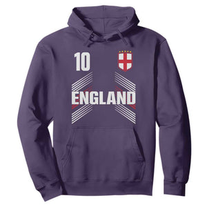 England Soccer Sports Graphic Number 10 Jersey Style Hoodie Proud St George Cross Football Fans Game Day Pride TS02 Purple Print Your Wear