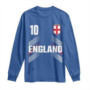 England Soccer Sports Graphic Number 10 Jersey Style Long Sleeve Shirt Proud St George Cross Football Fans Game Day Pride TS02 Royal Blue Print Your Wear