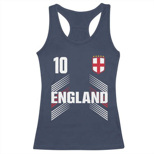 England Soccer Sports Graphic Number 10 Jersey Style Racerback Tank Top Proud St George Cross Football Fans Game Day Pride TS02 Navy Print Your Wear