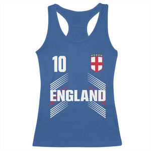 England Soccer Sports Graphic Number 10 Jersey Style Racerback Tank Top Proud St George Cross Football Fans Game Day Pride TS02 Royal Blue Print Your Wear