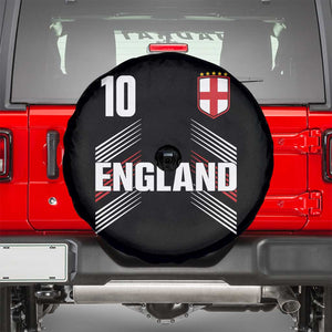 England Soccer Sports Graphic Number 10 Jersey Style Spare Tire Cover Proud St George Cross Football Fans Game Day Pride TS02 Black Print Your Wear