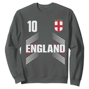 England Soccer Sports Graphic Number 10 Jersey Style Sweatshirt Proud St George Cross Football Fans Game Day Pride TS02 Dark Heather Print Your Wear