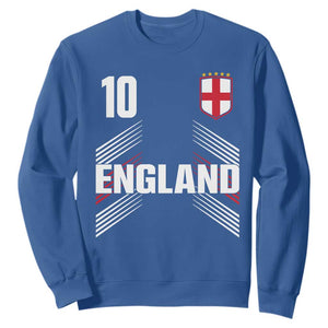 England Soccer Sports Graphic Number 10 Jersey Style Sweatshirt Proud St George Cross Football Fans Game Day Pride TS02 Royal Blue Print Your Wear