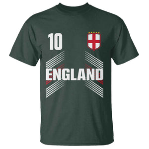 England Soccer Sports Graphic Number 10 Jersey Style T Shirt Proud St George Cross Football Fans Game Day Pride TS02 Dark Forest Green Print Your Wear