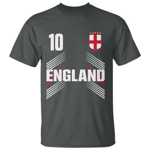 England Soccer Sports Graphic Number 10 Jersey Style T Shirt Proud St George Cross Football Fans Game Day Pride TS02 Dark Heather Print Your Wear