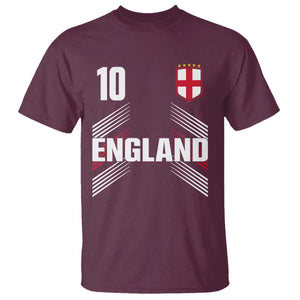 England Soccer Sports Graphic Number 10 Jersey Style T Shirt Proud St George Cross Football Fans Game Day Pride TS02 Maroon Print Your Wear