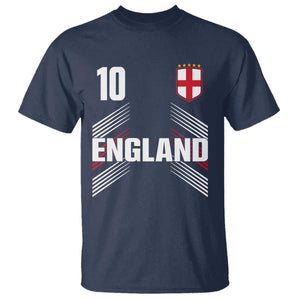 England Soccer Sports Graphic Number 10 Jersey Style T Shirt Proud St George Cross Football Fans Game Day Pride TS02 Navy Print Your Wear