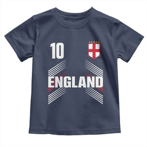 England Soccer Sports Graphic Number 10 Jersey Style Toddler T Shirt Proud St George Cross Football Fans Game Day Pride TS02 Navy Print Your Wear