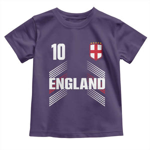 England Soccer Sports Graphic Number 10 Jersey Style Toddler T Shirt Proud St George Cross Football Fans Game Day Pride TS02 Purple Print Your Wear